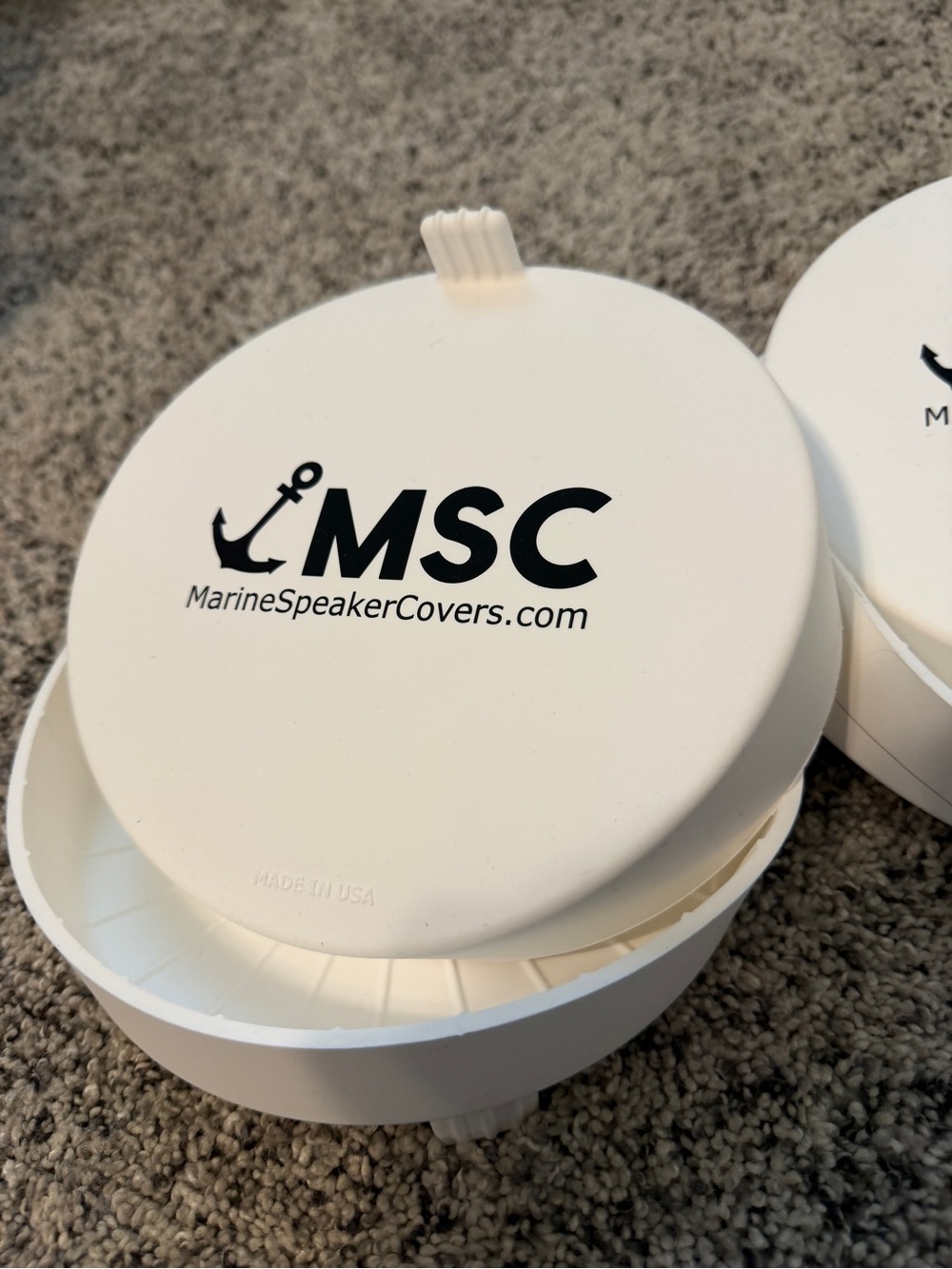White Marine Speaker Cover - Protective Deck Speaker Cap